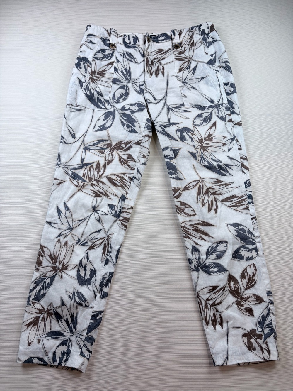 J. Crew White Tropical Leaf Print Chinos Size 2